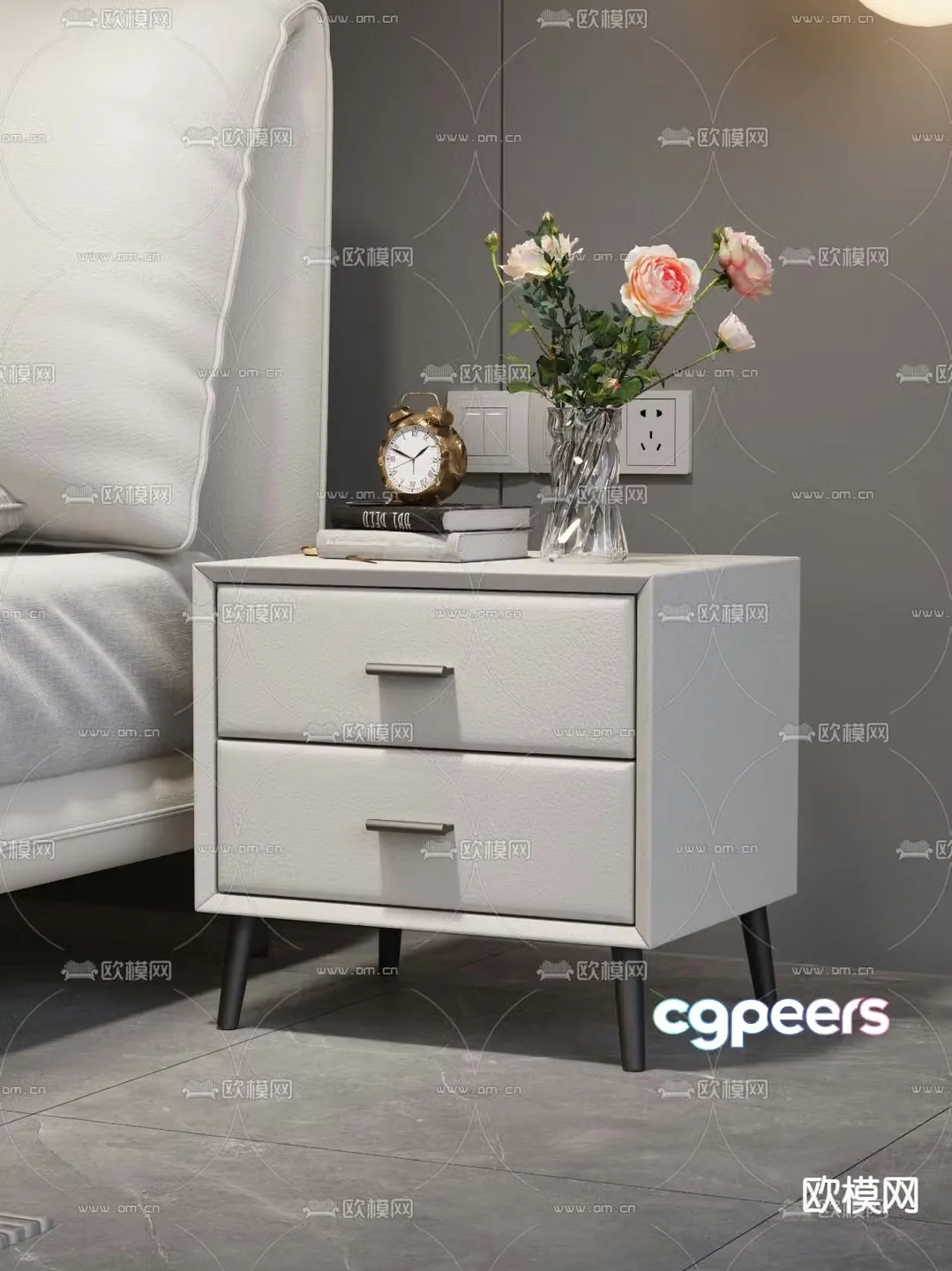 Cream style bedside table 3d model