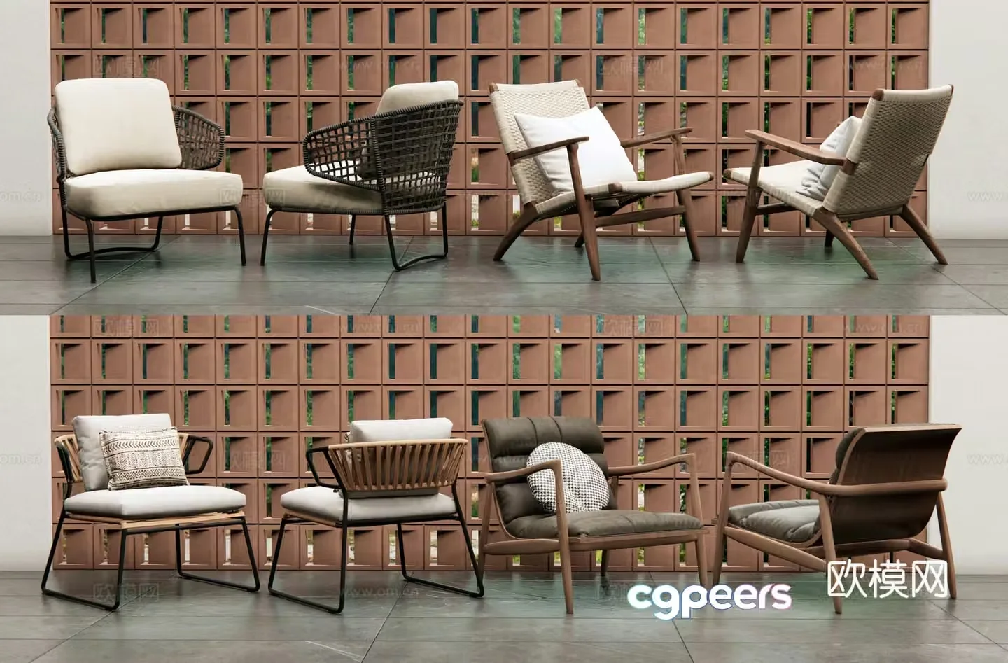 Modern rattan outdoor chairs courtyard leisure chairs leisure tables and chairs negotiation tables and chairs camping leisure chairs 3D model