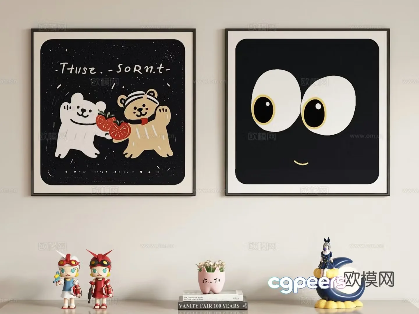 Modern cream style children’s decorative painting hanging painting 3d model