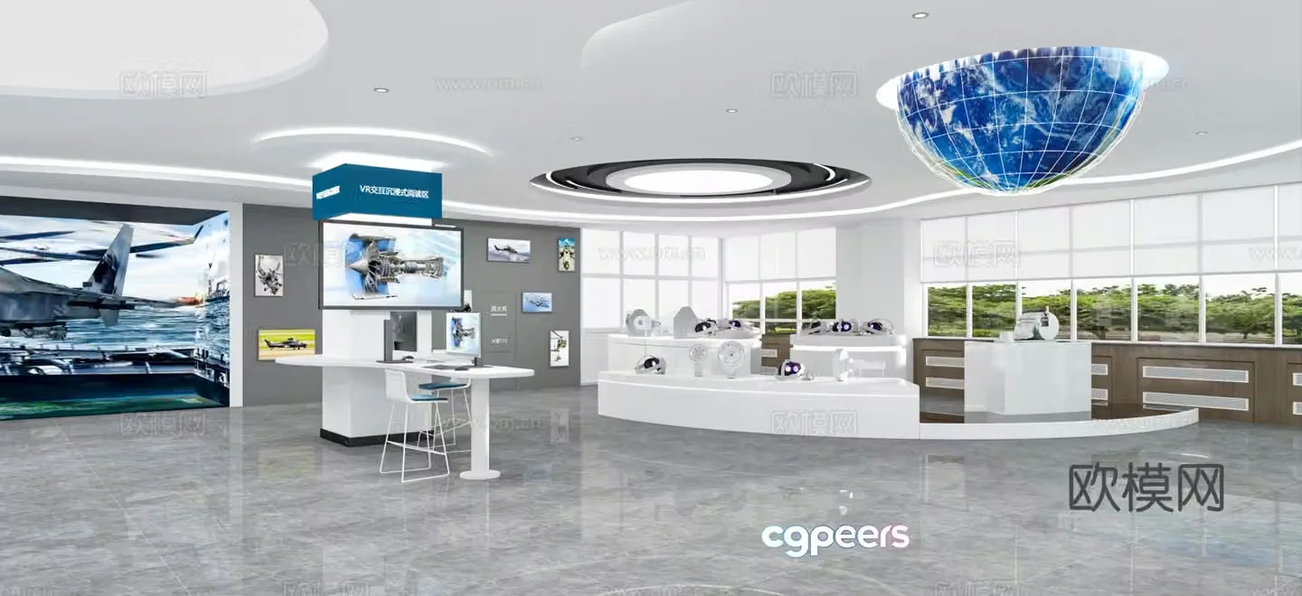 Modern library immersive reading area 3D model