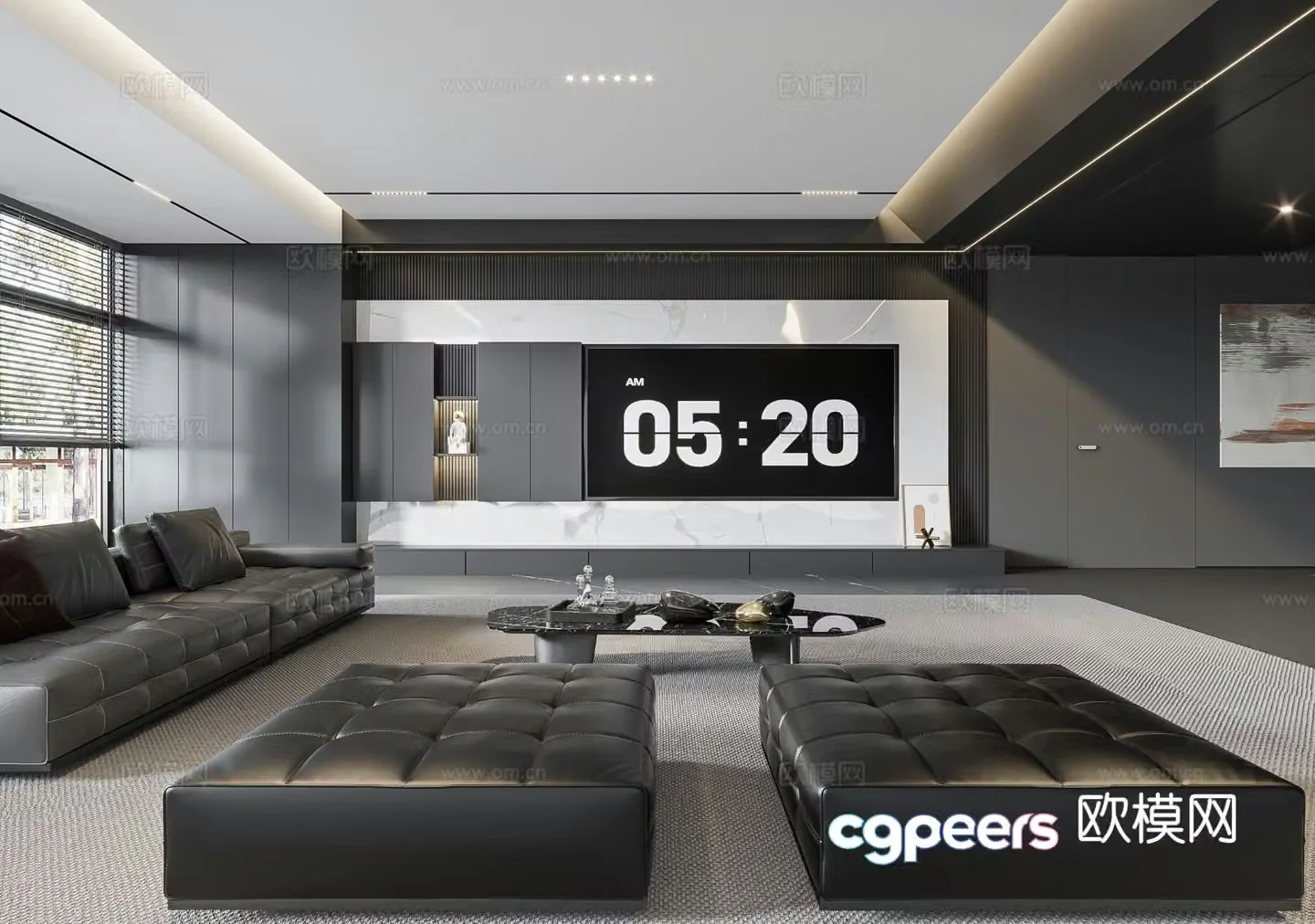Premium gray living room 3d model