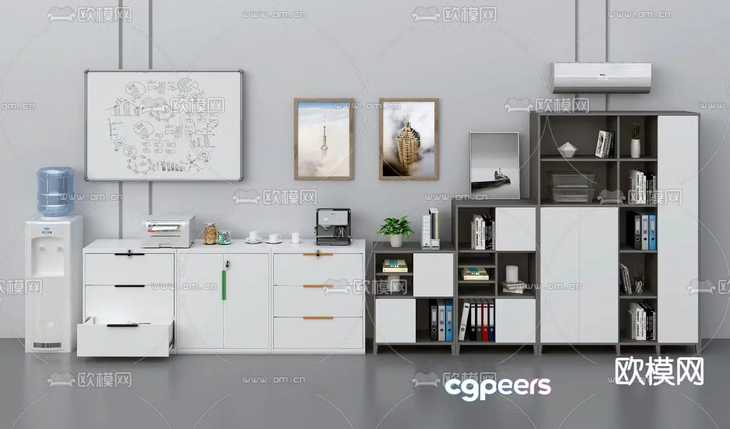 Office side cabinet file cabinet 3d model
