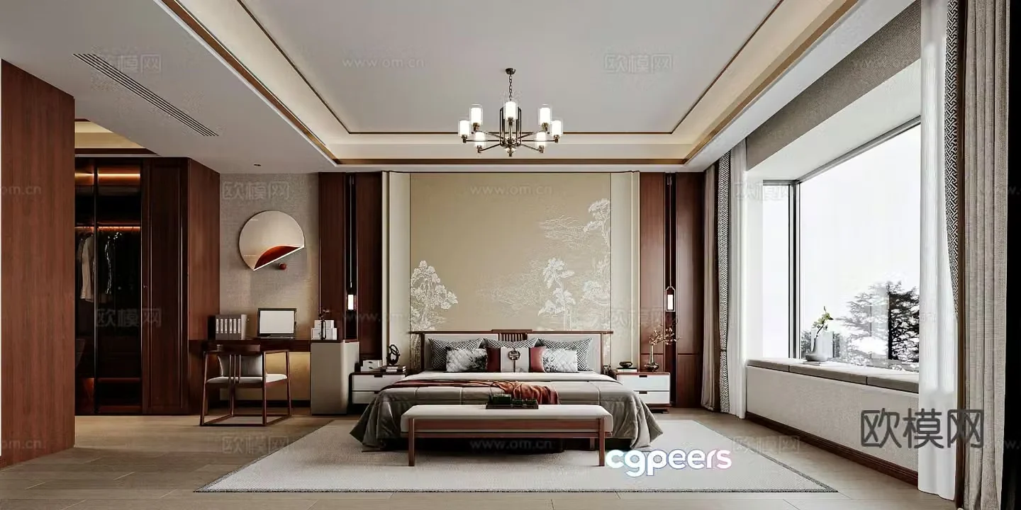 New Chinese style bedroom master bedroom d model