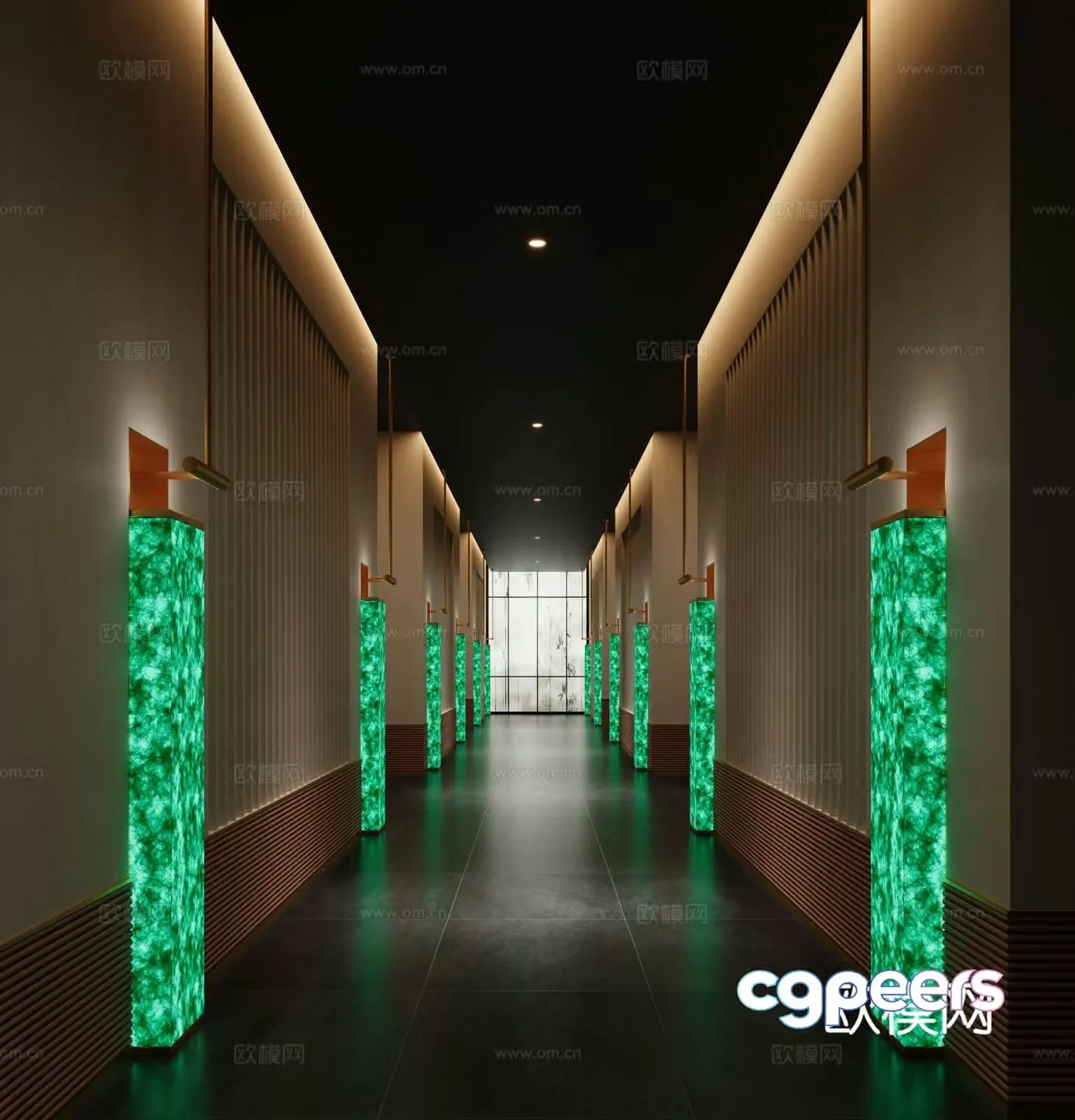 Modern aisle corridor restaurant corridor club corridor 3d model