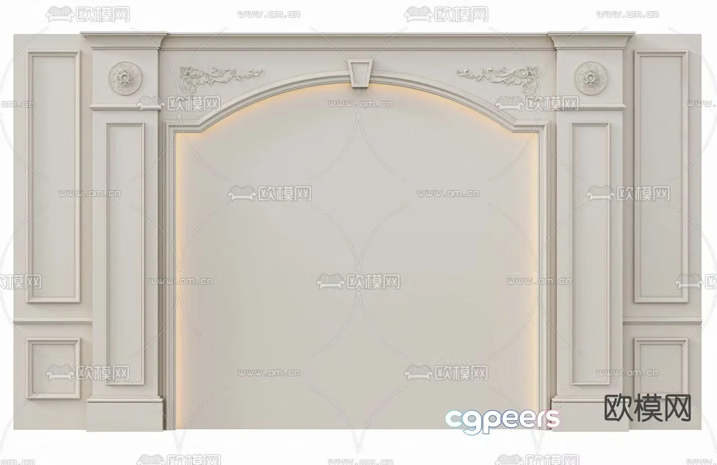 European style TV background wall 3d model