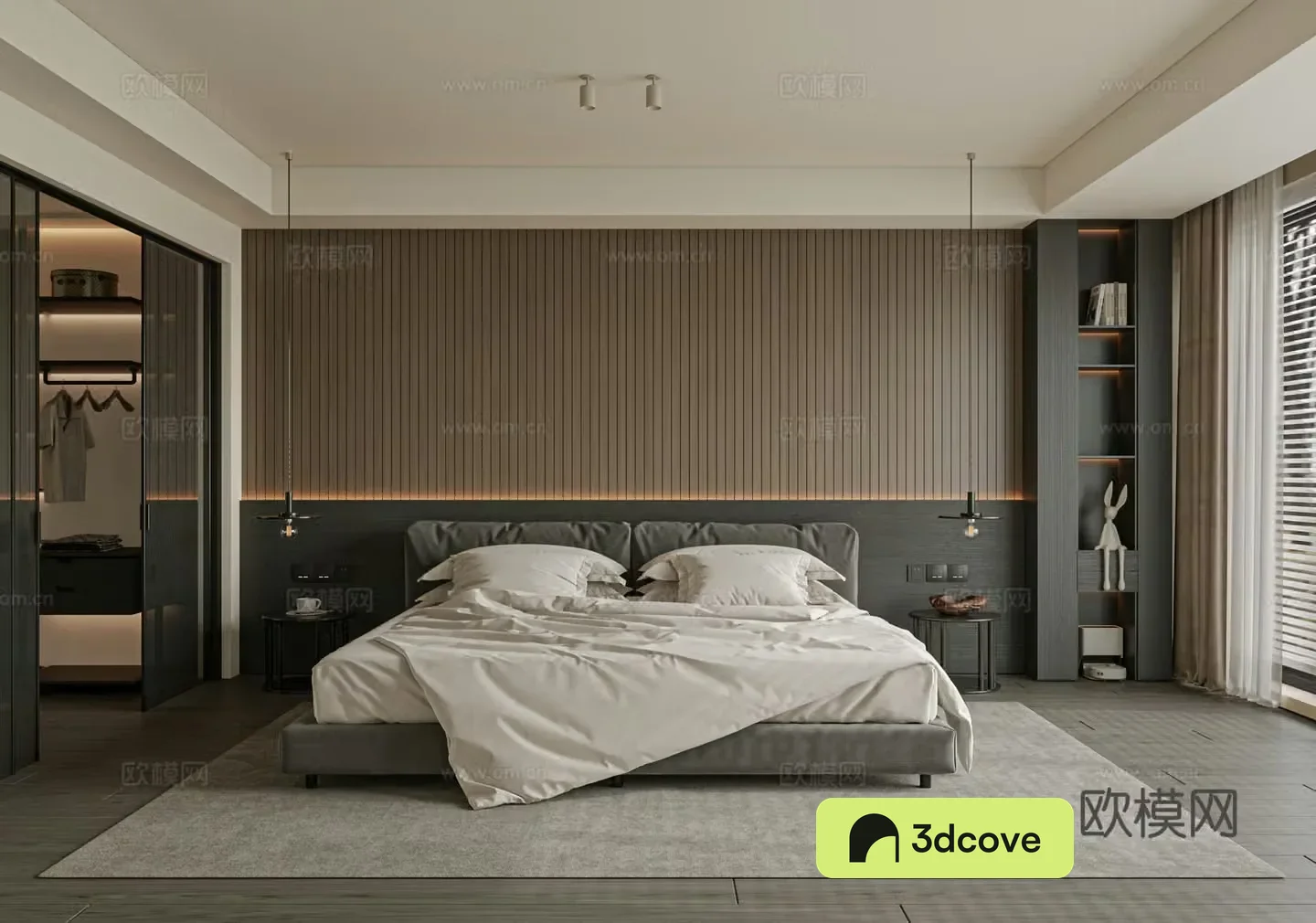 Modern bedroom bed nightstand jewelry