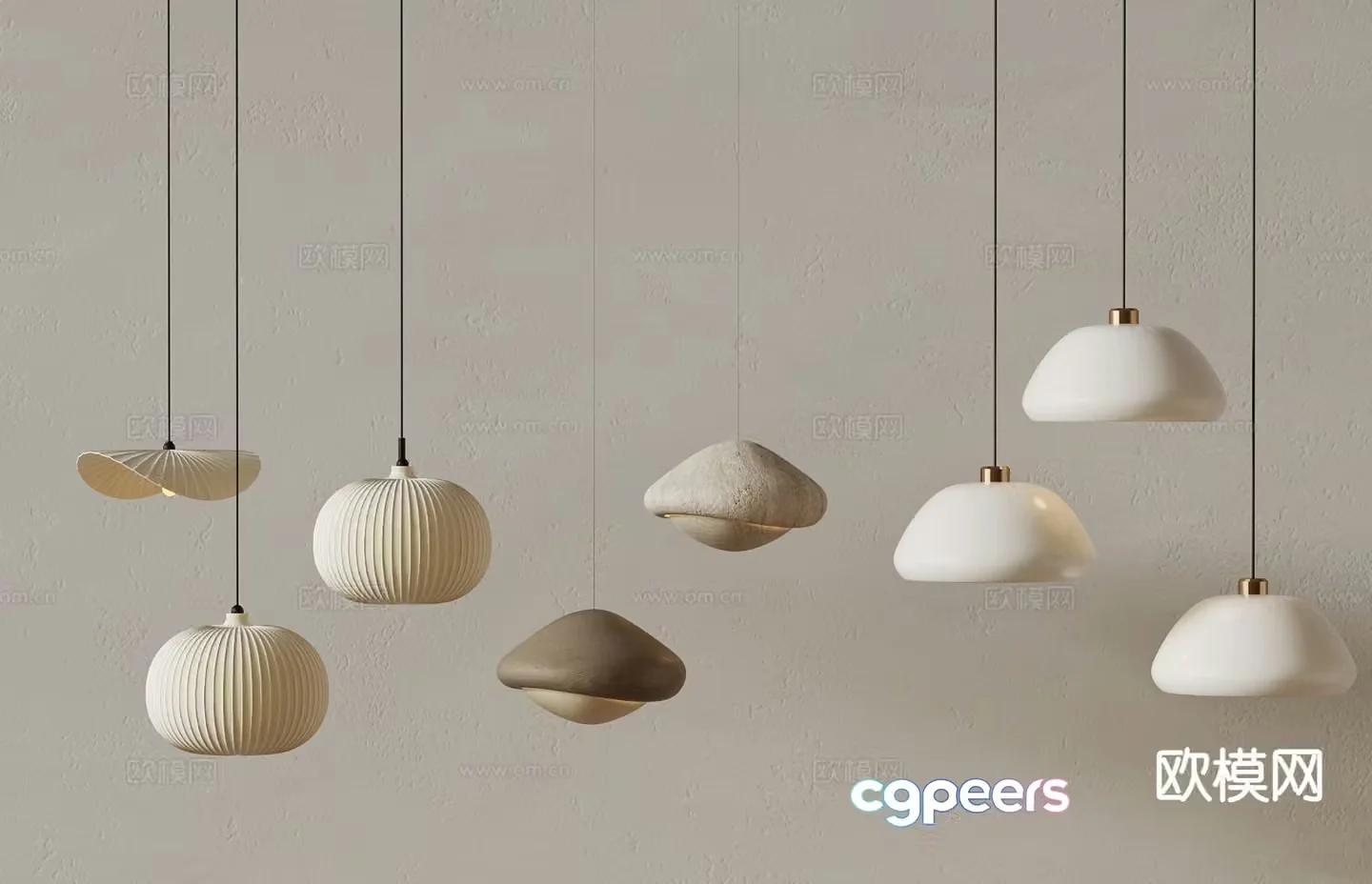 Wabi-sabi style small chandelier mushroom chandelier 3d model