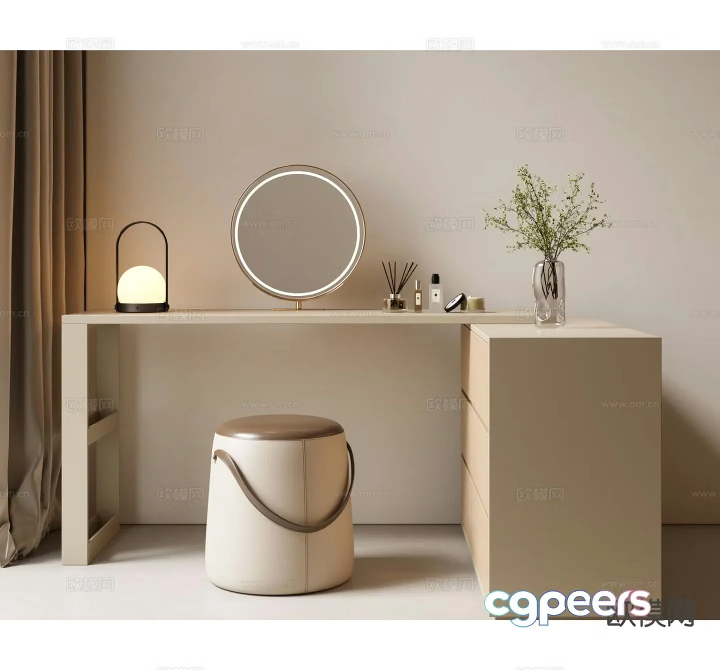 Cream style dresser 3d model