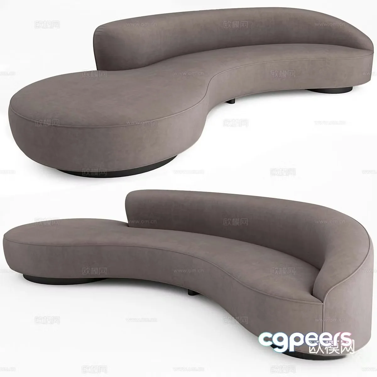Vladimir Kagan Italian Curved Sofa Fabric Sofa 3D Model