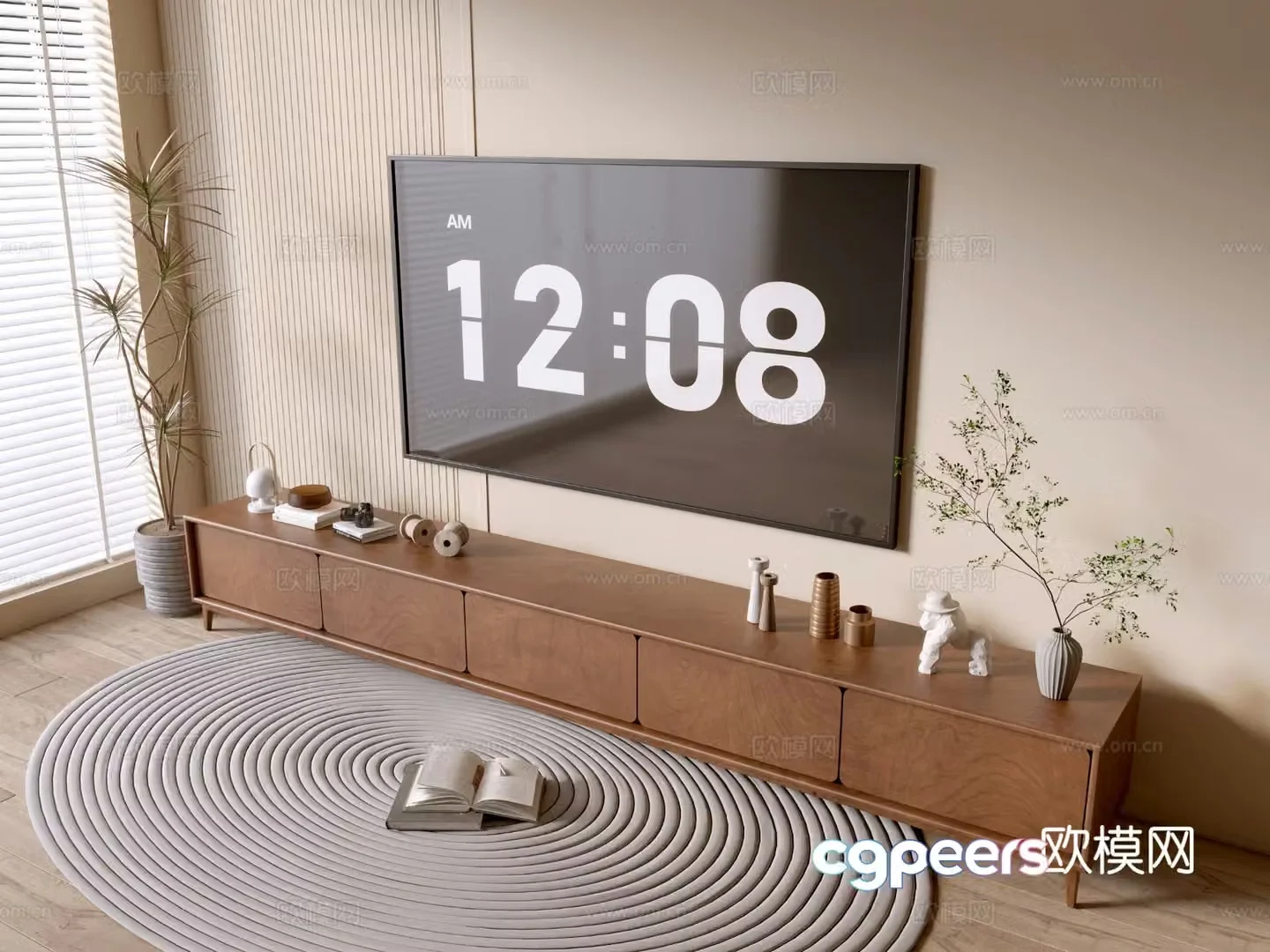 Log style TV cabinet 3D model