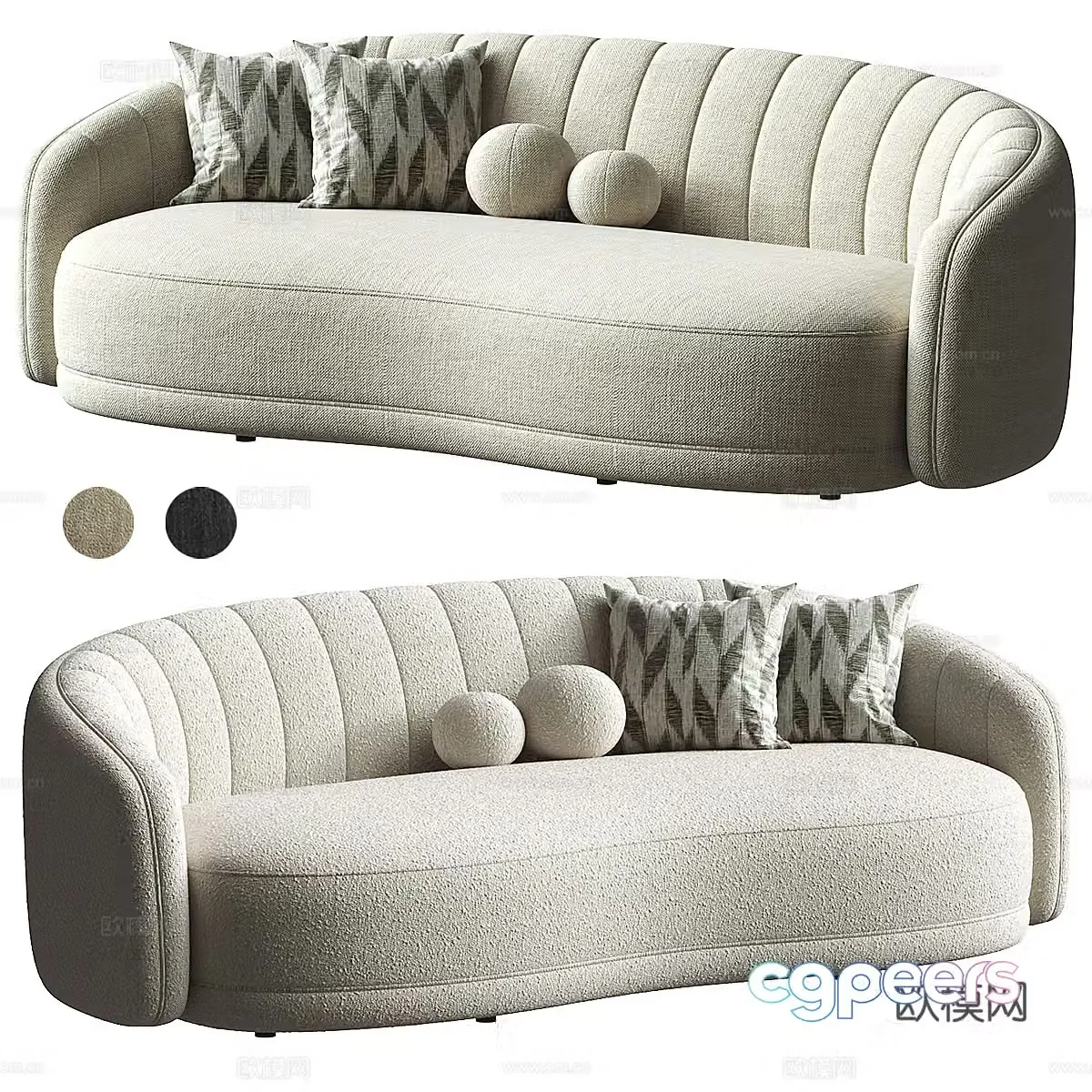 Special-shaped sofa casual sofa small sofa fabric sofa pillow living room sofa office sand 3D model