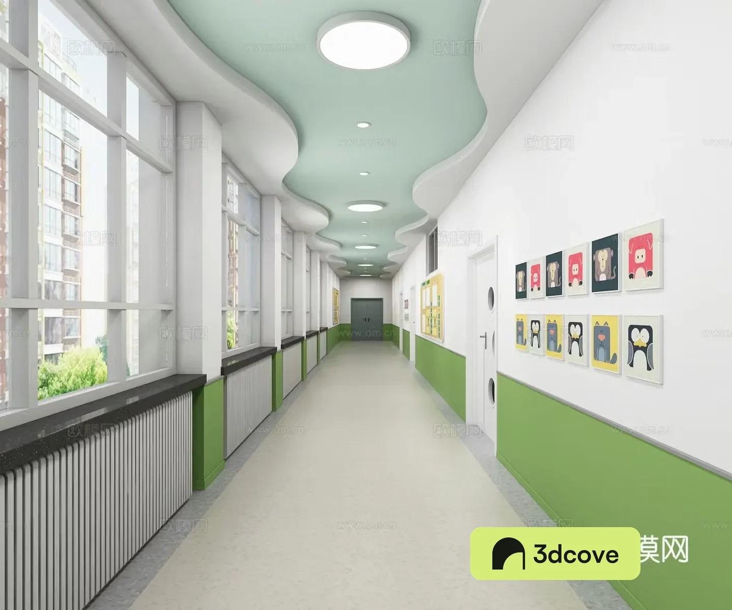 Modern kindergarten corridor
