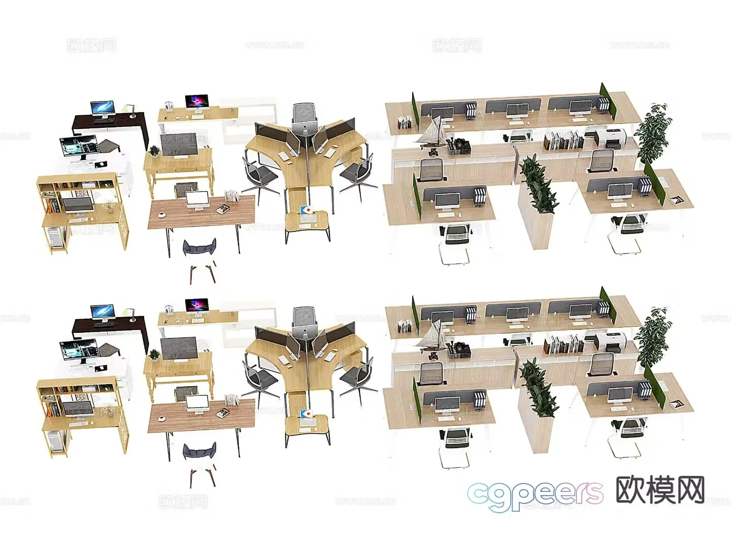 Card space desk office desk office furniture 3d model