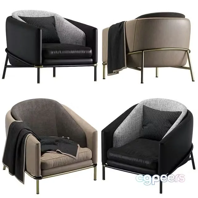 3ds Max Free – Armchair Minotti Fil noir leather