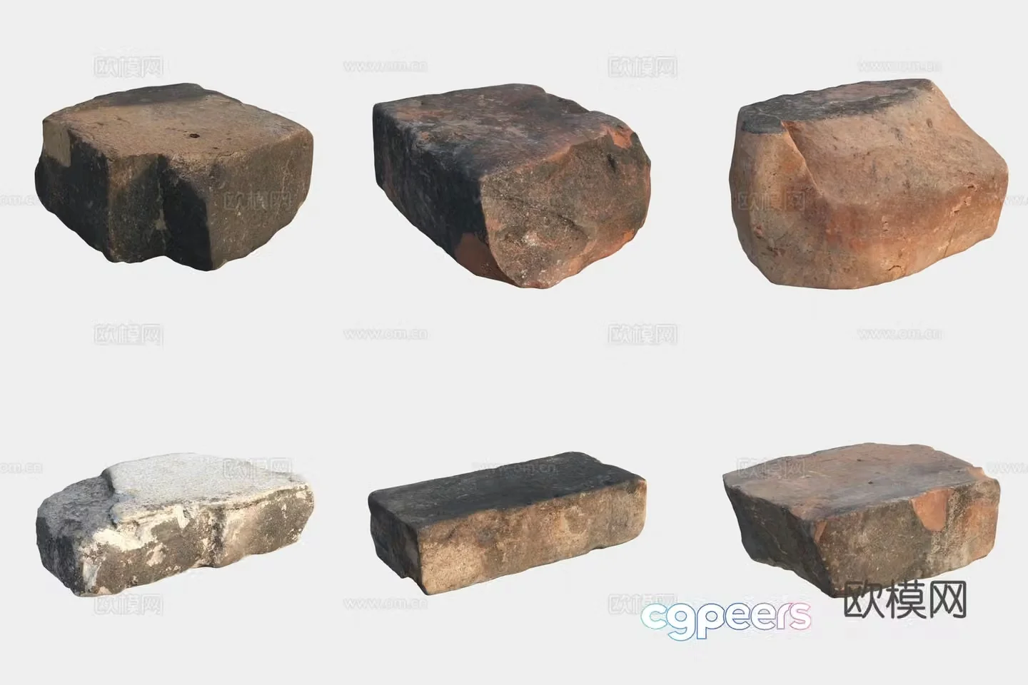 Stone brick building materials 3d model