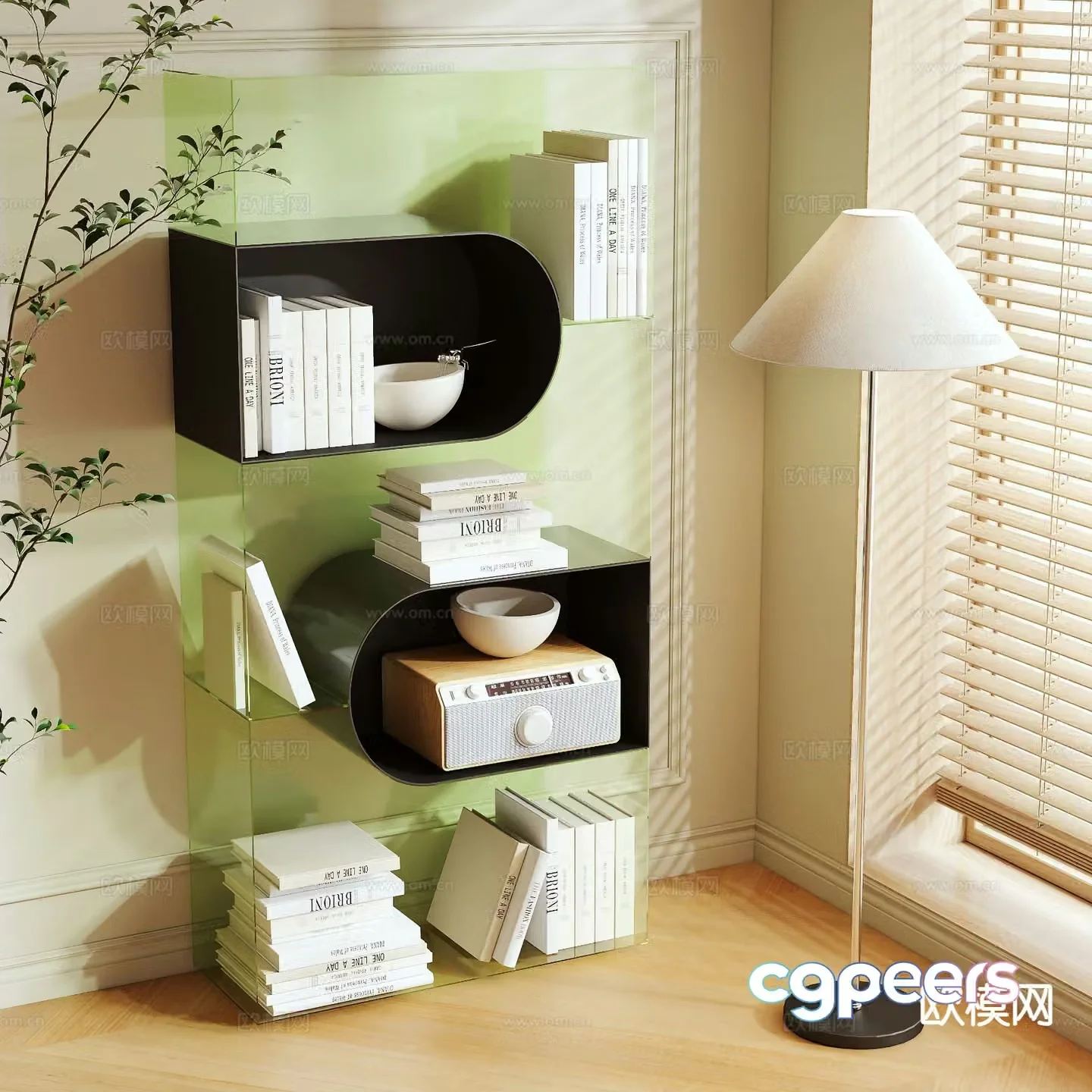 Acrylic bookcase bookshelf 3d model
