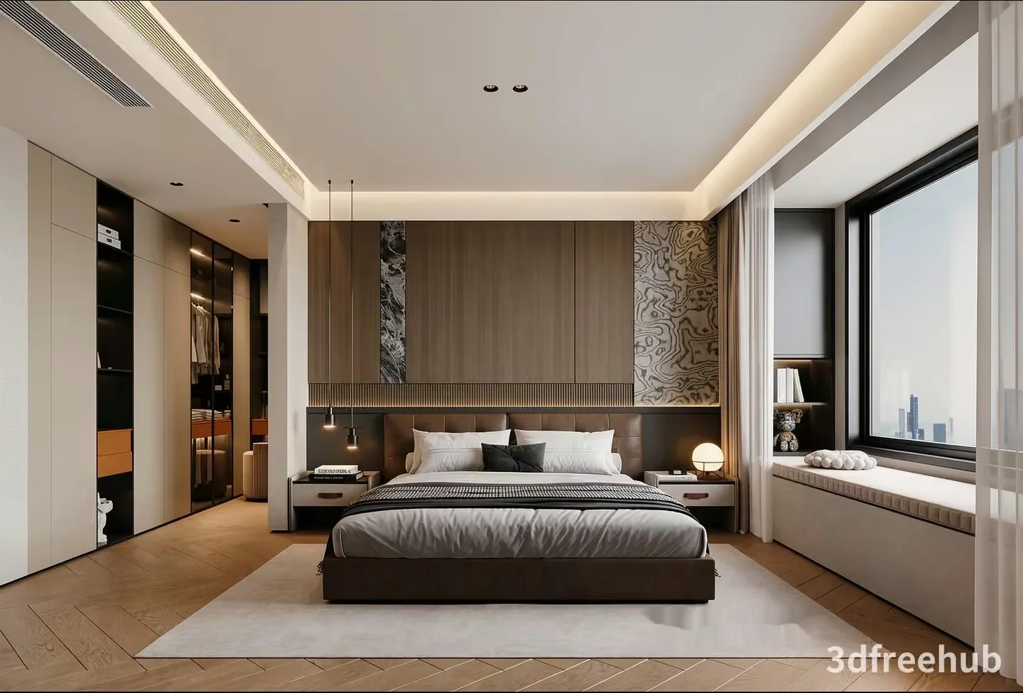 Modern Bedroom Design 3D Model – 19145 – VRAY Render