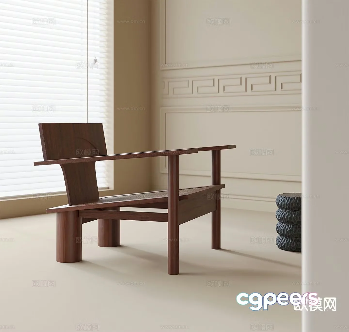 Medium style chair leisure chair 3d model