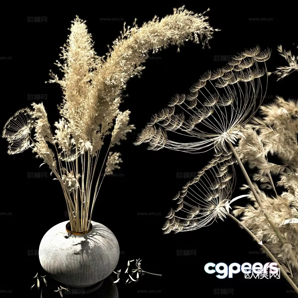 New Chinese style waive vase flower art 3D model