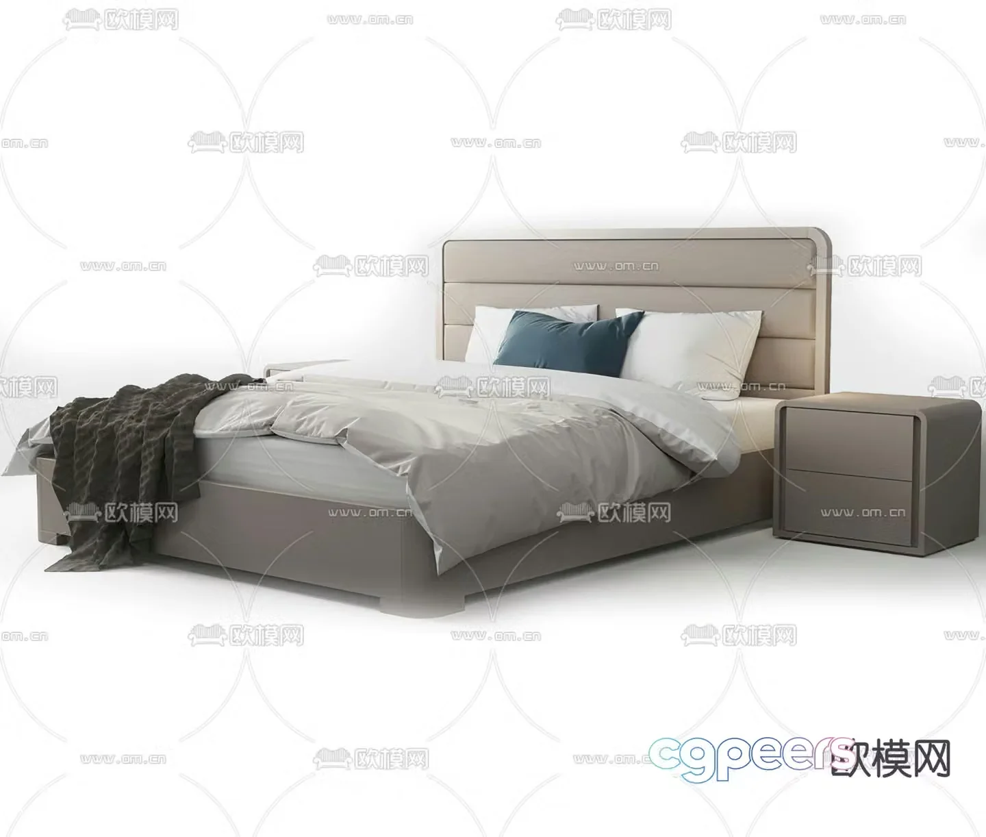 Leather double bed 3d model