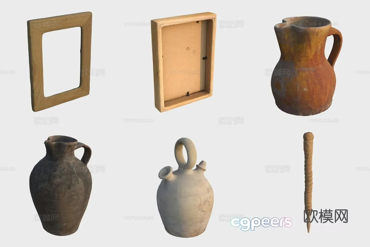 Ancient photo frame ceramic jar ceramic wine pot 3d model