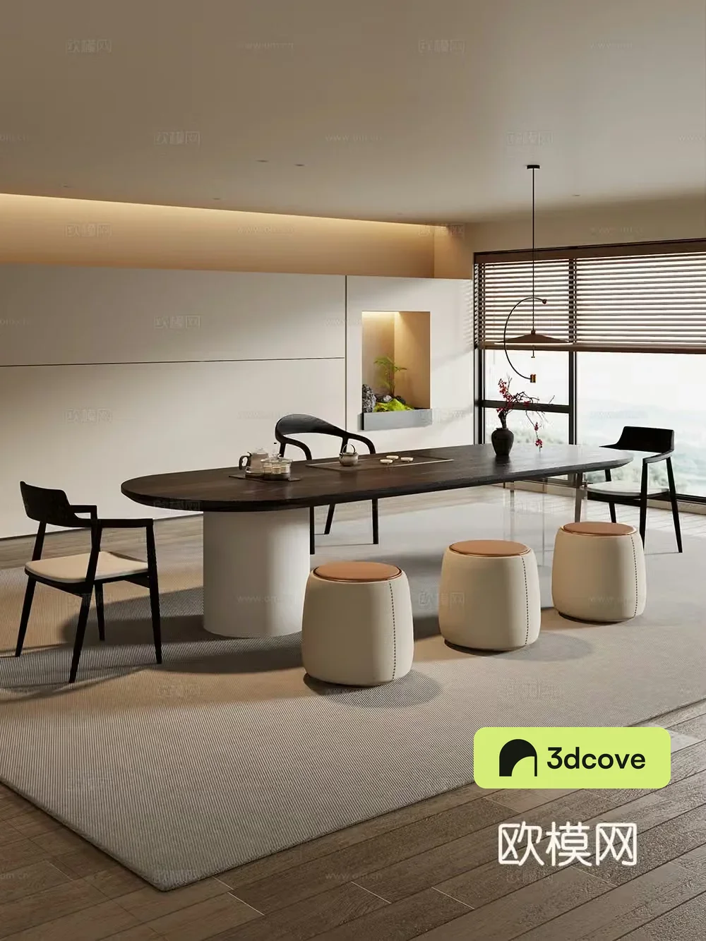 Creamy large plate table tea table and chair combination tea table tea room tea table balcony tea table