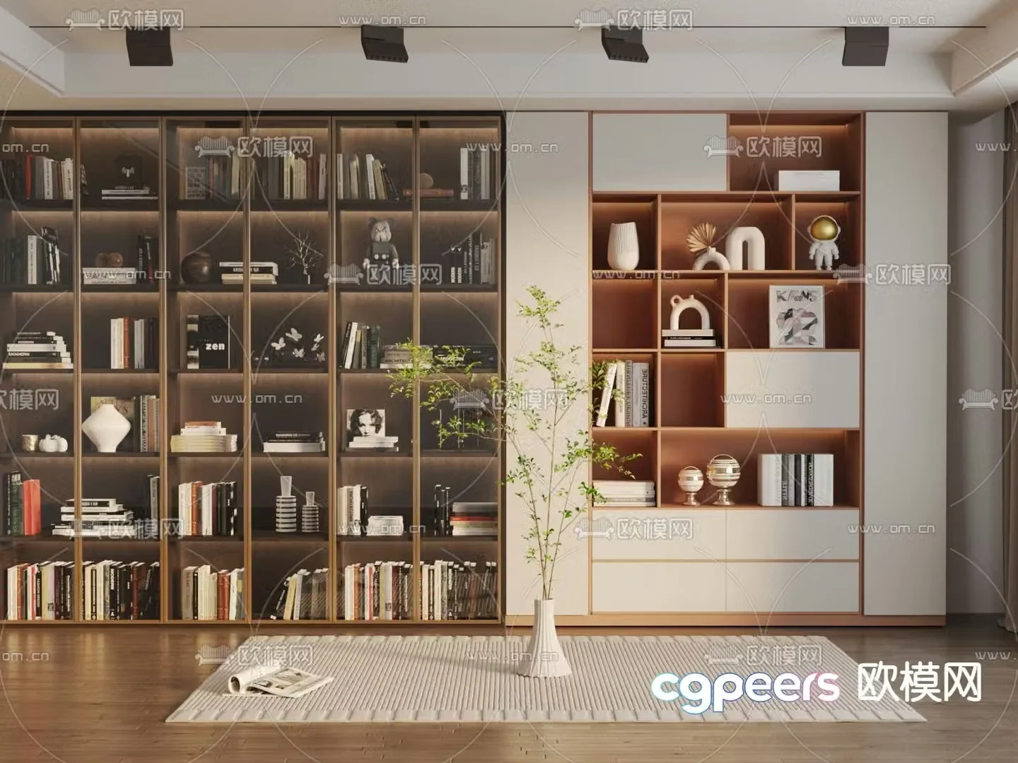 bookcase bookshelf storage rack 3d model