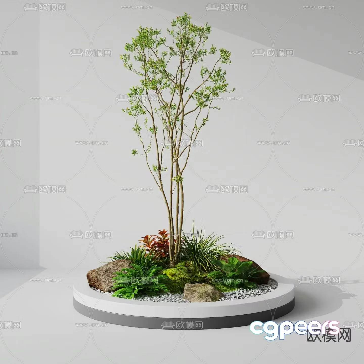 Landscape sketch landscape tree garden tree tree pool 3D model