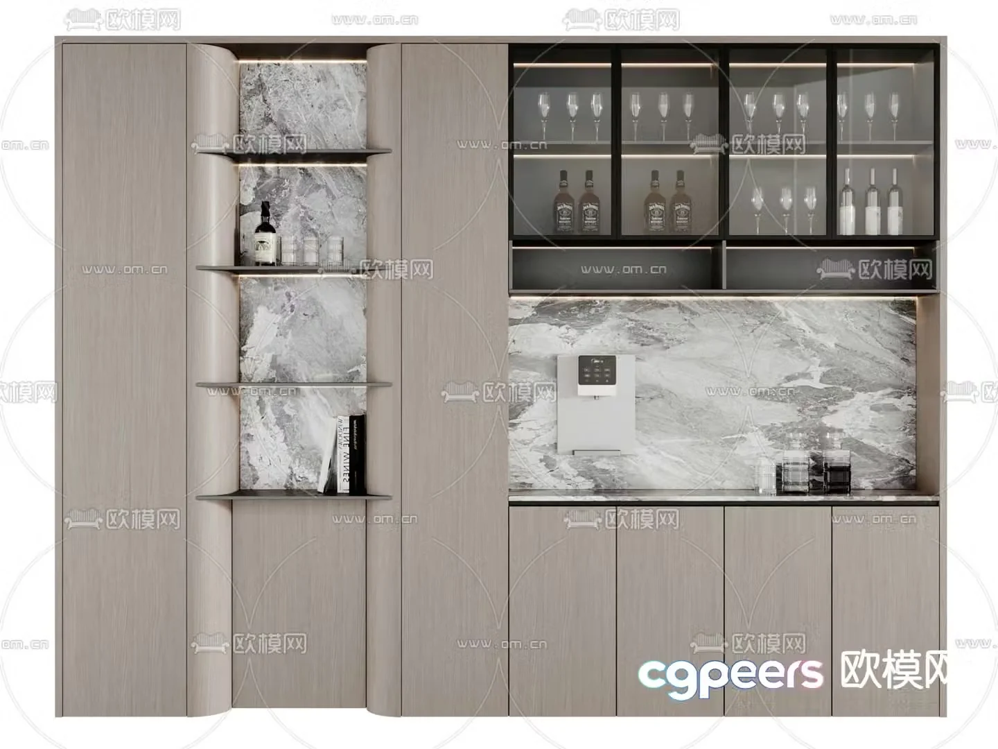 Modern wine cabinet sideboard 3D model