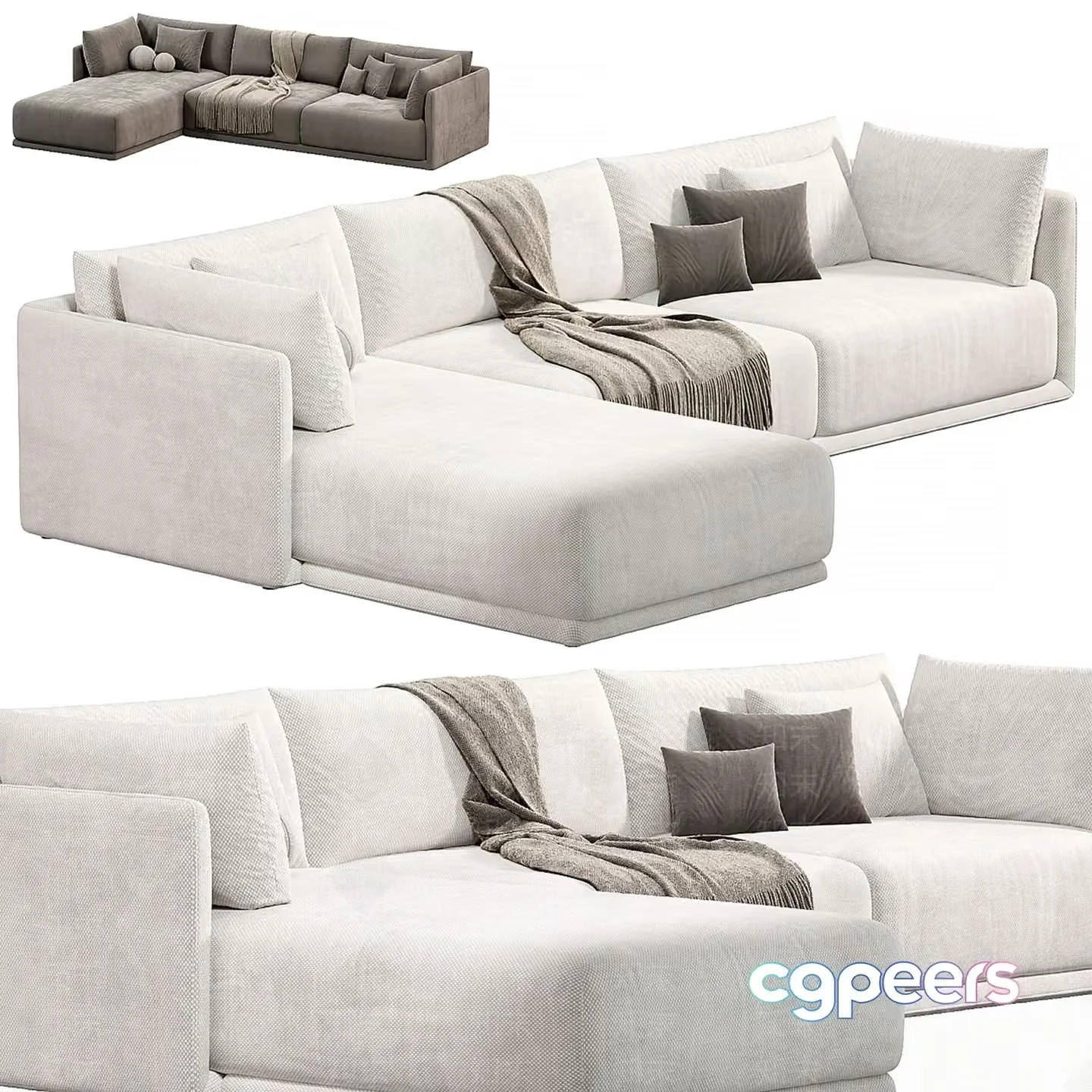 Modern Sectional Sofa 3D Model – 5158 – VRAY Render