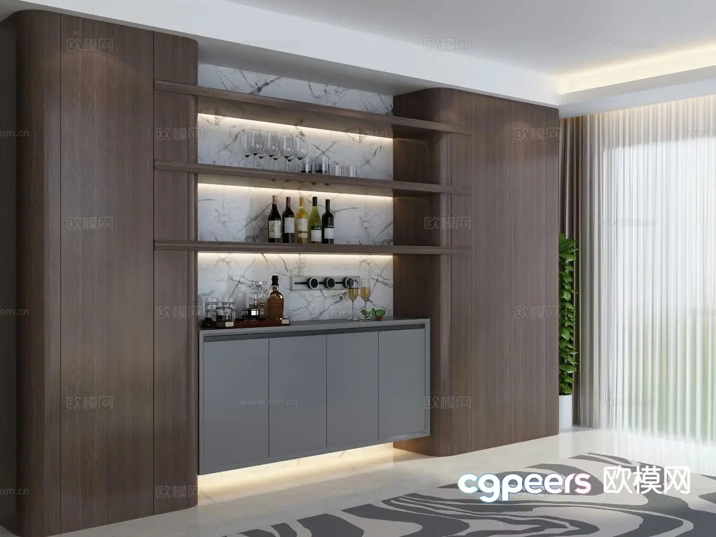 Modern wine cabinet sideboard 3d model