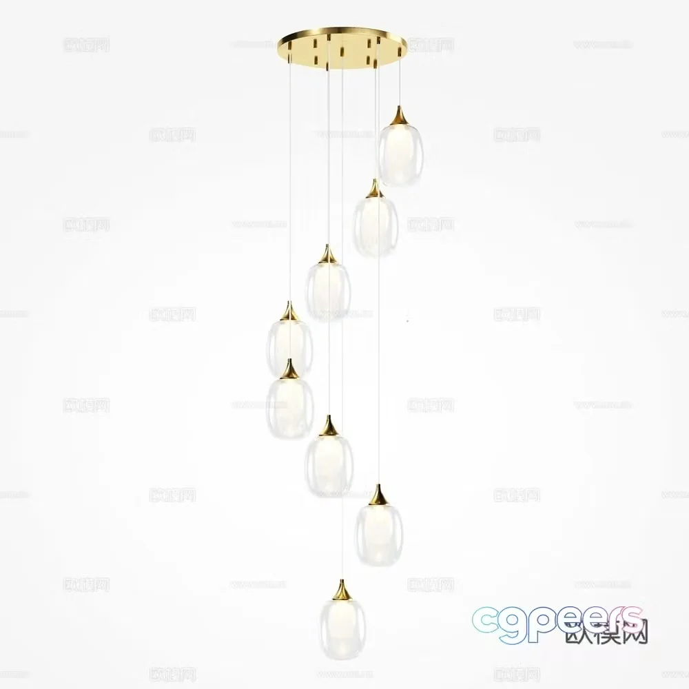 Modern glass chandelier 3d model