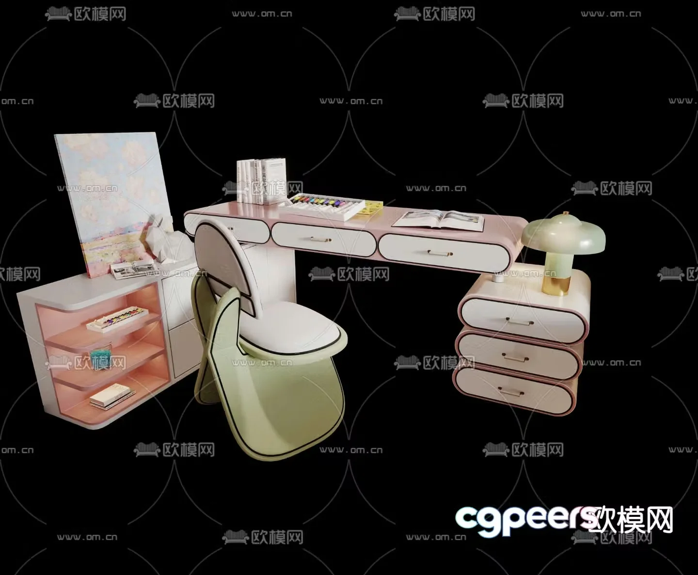 Modern children’s desk writing desk 3d model