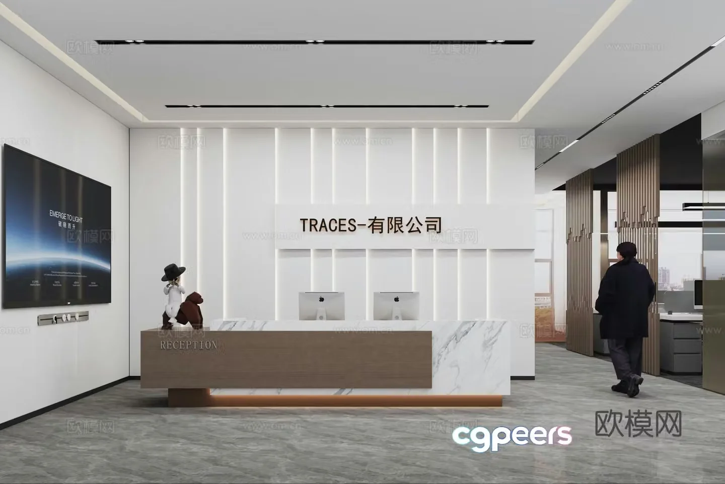 Company front desk reception 3d model