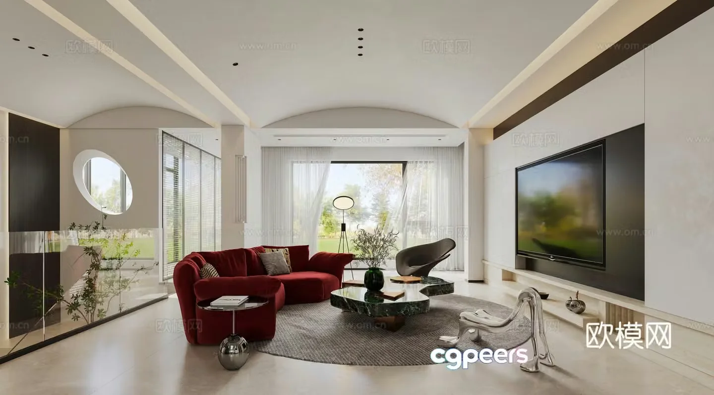 Modern minimalist living room 3d model