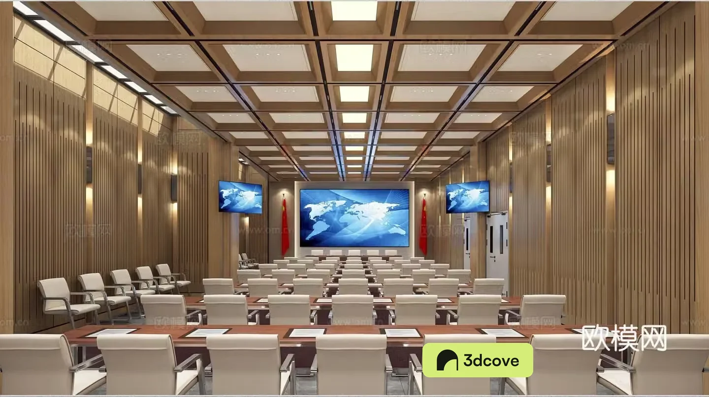 Modern conference hall command hall conference room table and chair daylight well