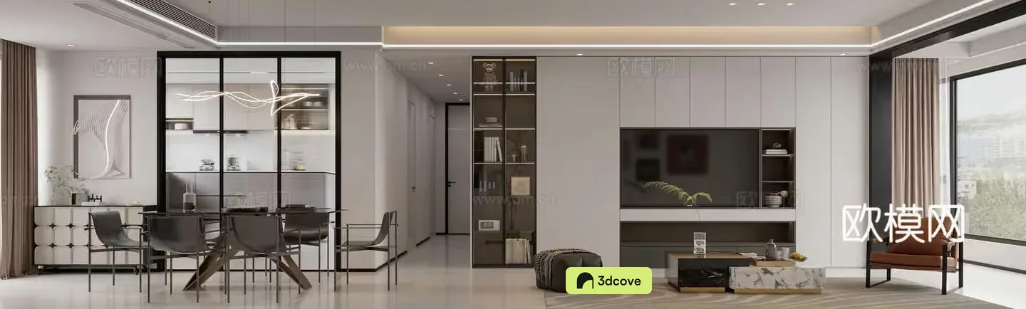 Modern living and dining room