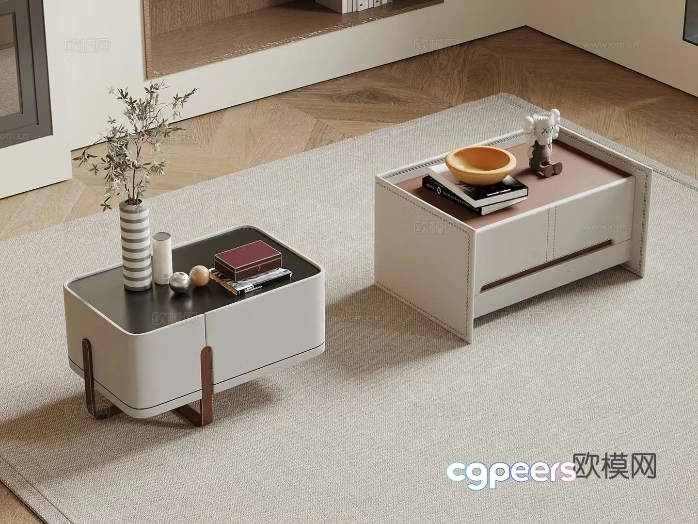 Modern light luxury bedside table 3d model