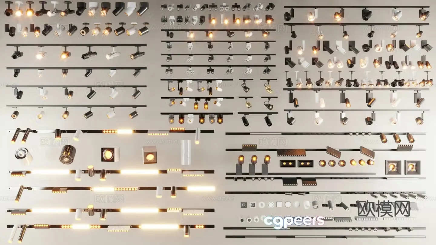 Lamps Chandeliers Magnetic Spotlights Surface-mounted Downlights 3D Model