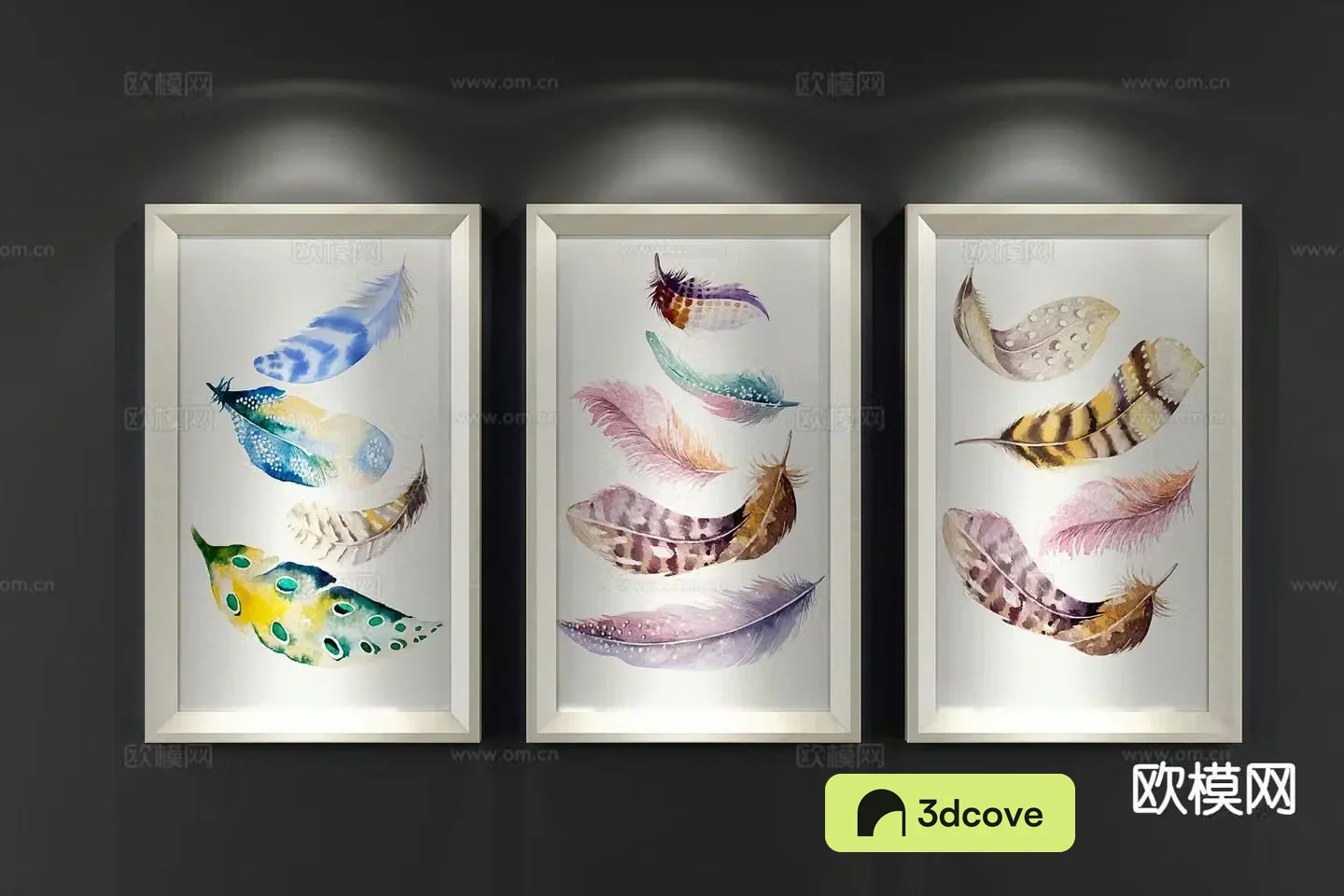 Nordic decorative painting art painting feather hanging painting