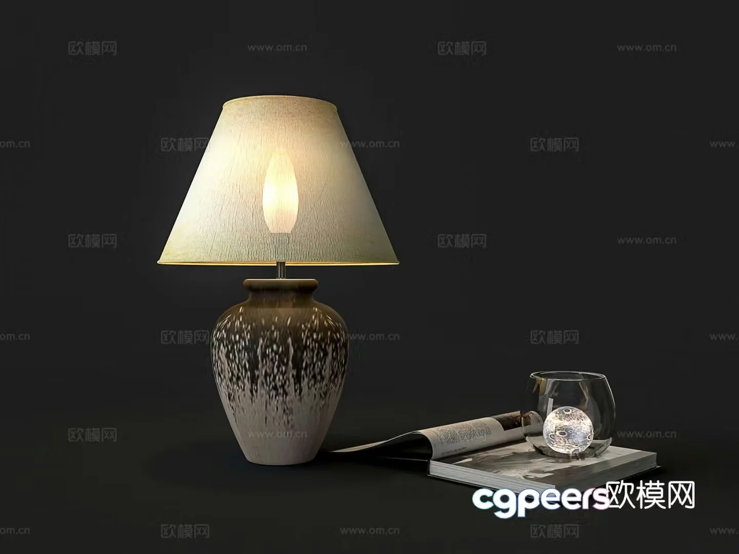 Modern pottery lampshade table lamp 3d model