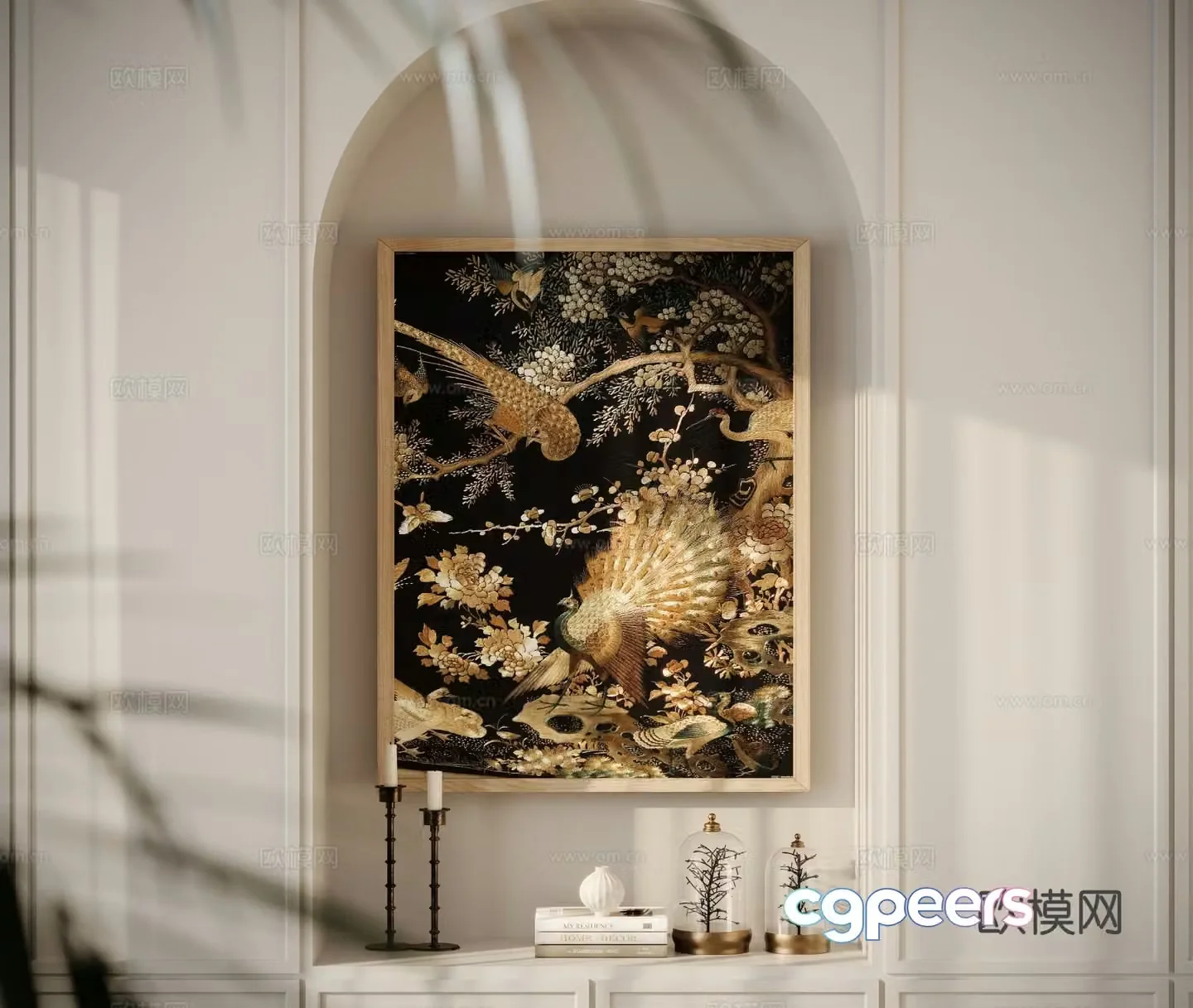 Chinese art painting Birds paying homage to the phoenix Decorative painting 3D model