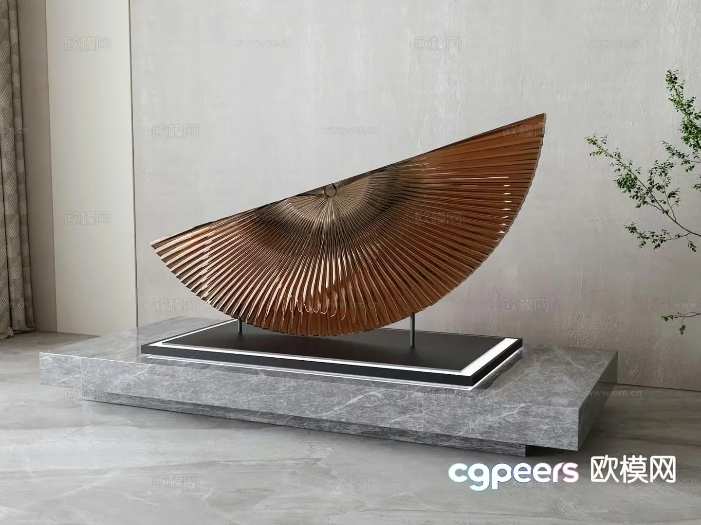 Chinese Zen sculpture installation ornaments 3D model