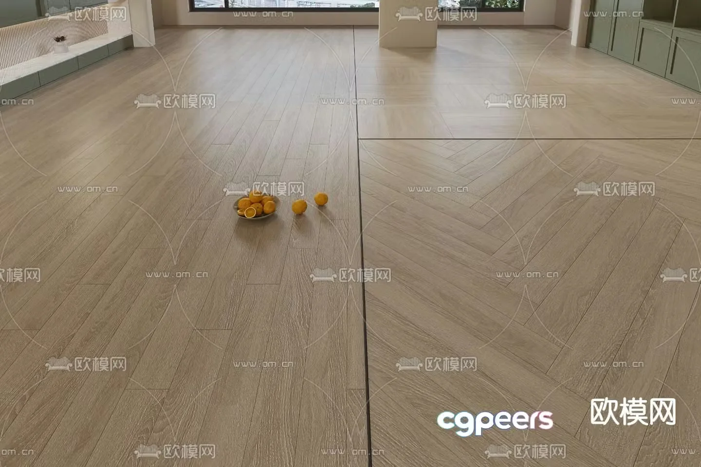 Log wood floor solid wood floor 3d model