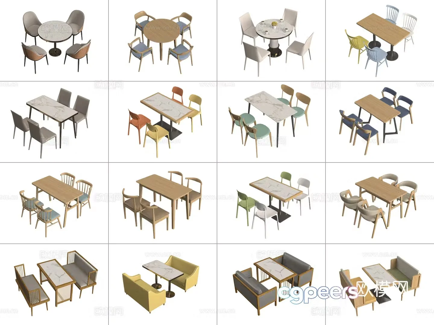 Dining table and chairs four-person table and chairs round table and chairs booth dining table 3D model