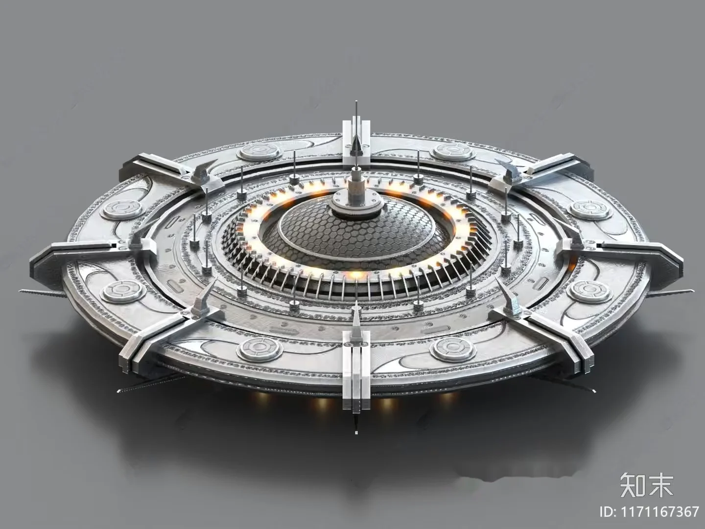A Futuristic Metal Object 3D Model – 5463 – VRAY Render