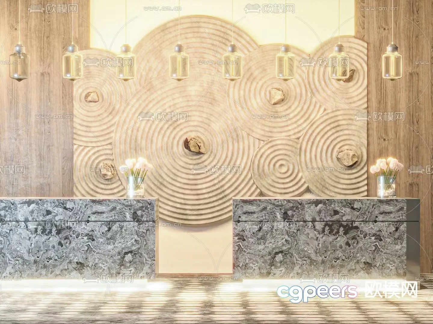 Modern front desk reception desk service desk 3d model