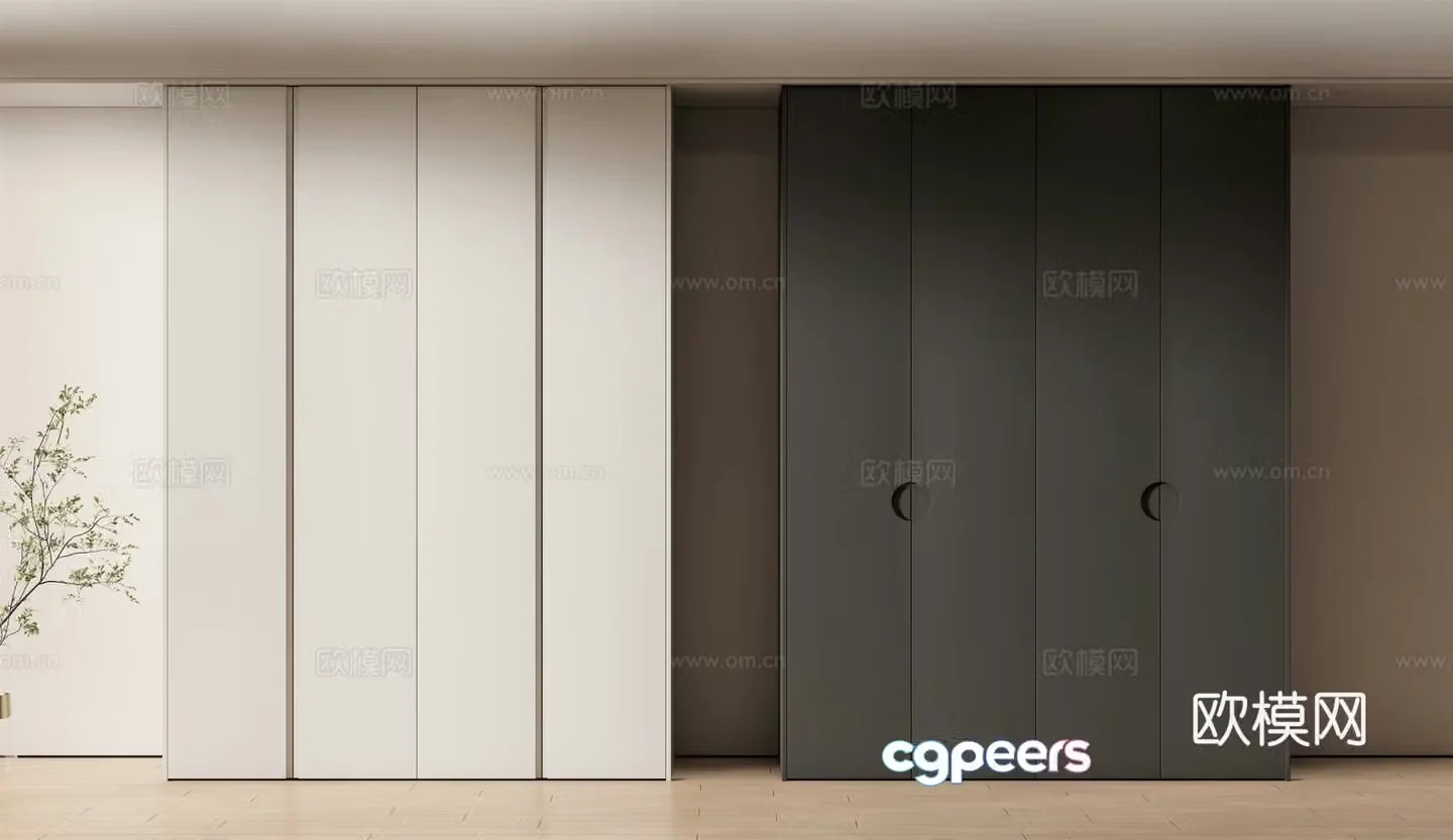 Modern wardrobe full height cabinet door 3d model