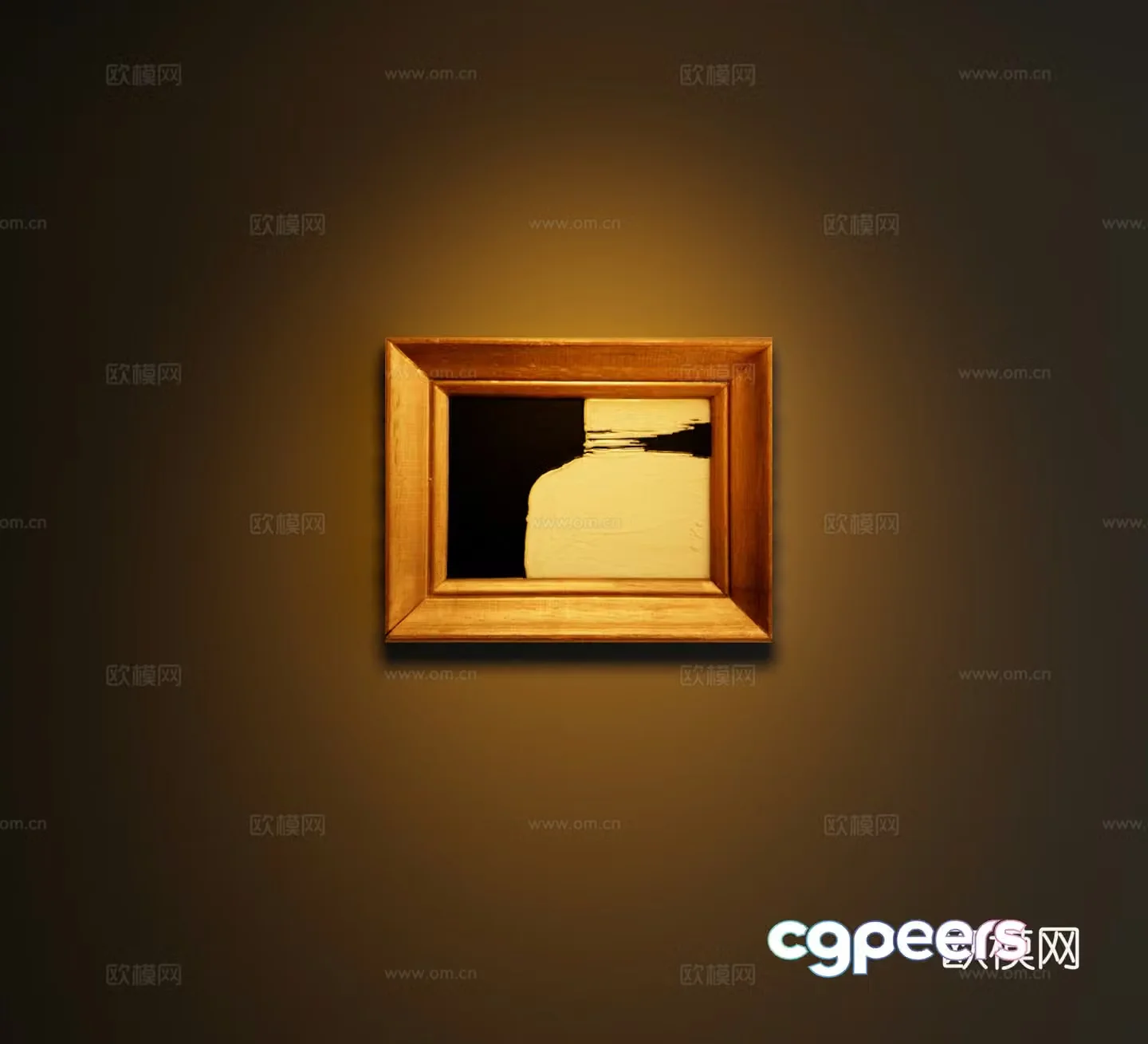 Modern hanging paintings wooden frame decoration painting 3d model