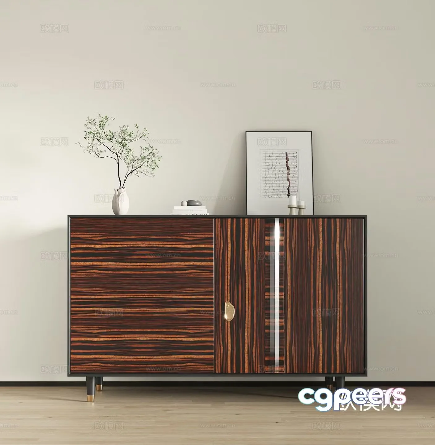 Medieval style entrance cabinet and side cabinet 3D model